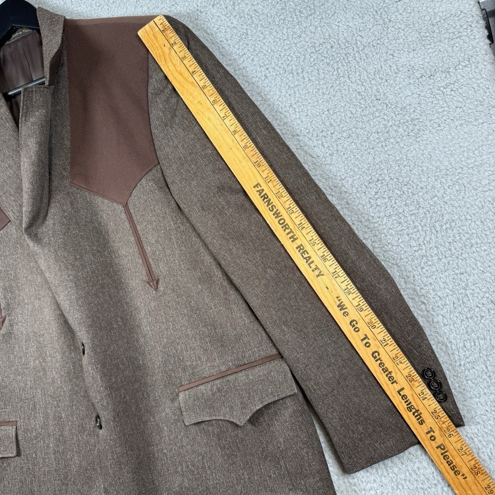Circle S Texas Blazer Mens 48R Brown Blazer Sport Coat Yoke Rockabilly Western - Picture 9 of 13